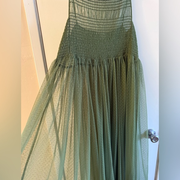 Free People Can't Stop Won't Stop Green Mesh Slip Dress - Picture 7 of 7